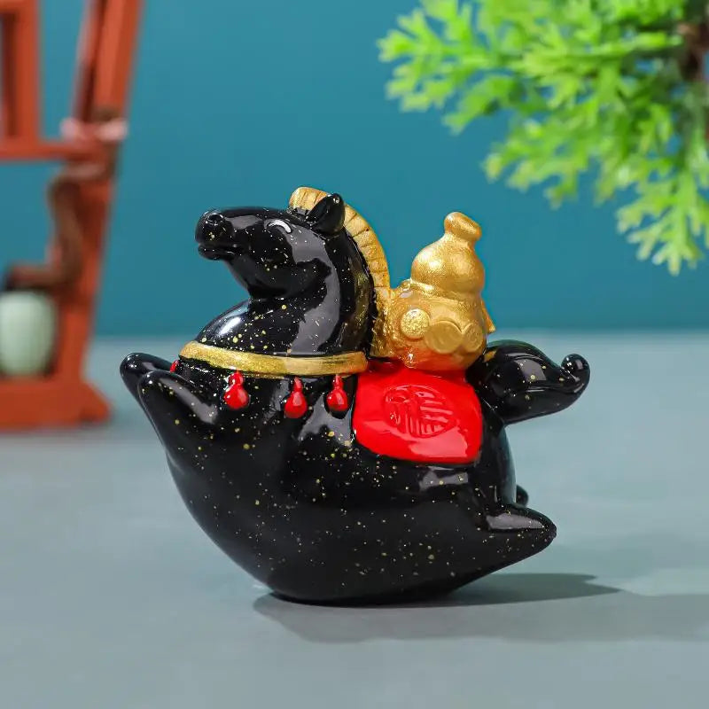 Radiant Crystal Horse Ornament Zodiac Horse Sculpture Feng Shui Series Antique Sun Chaser Showpiece for Desktop
