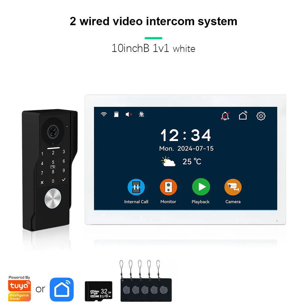 ANJIELO2Wire Digital Video Intercom System TUYA Smart 1080P Doorphone Camera Video Doorbell Support Gate DoorLockRemote Control