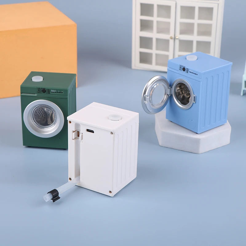 1Pcs Dollhouse Miniature Simulation Washing Machine Drum Washer Laundry Model Dollhouse Home Appliance Model Decor Toy