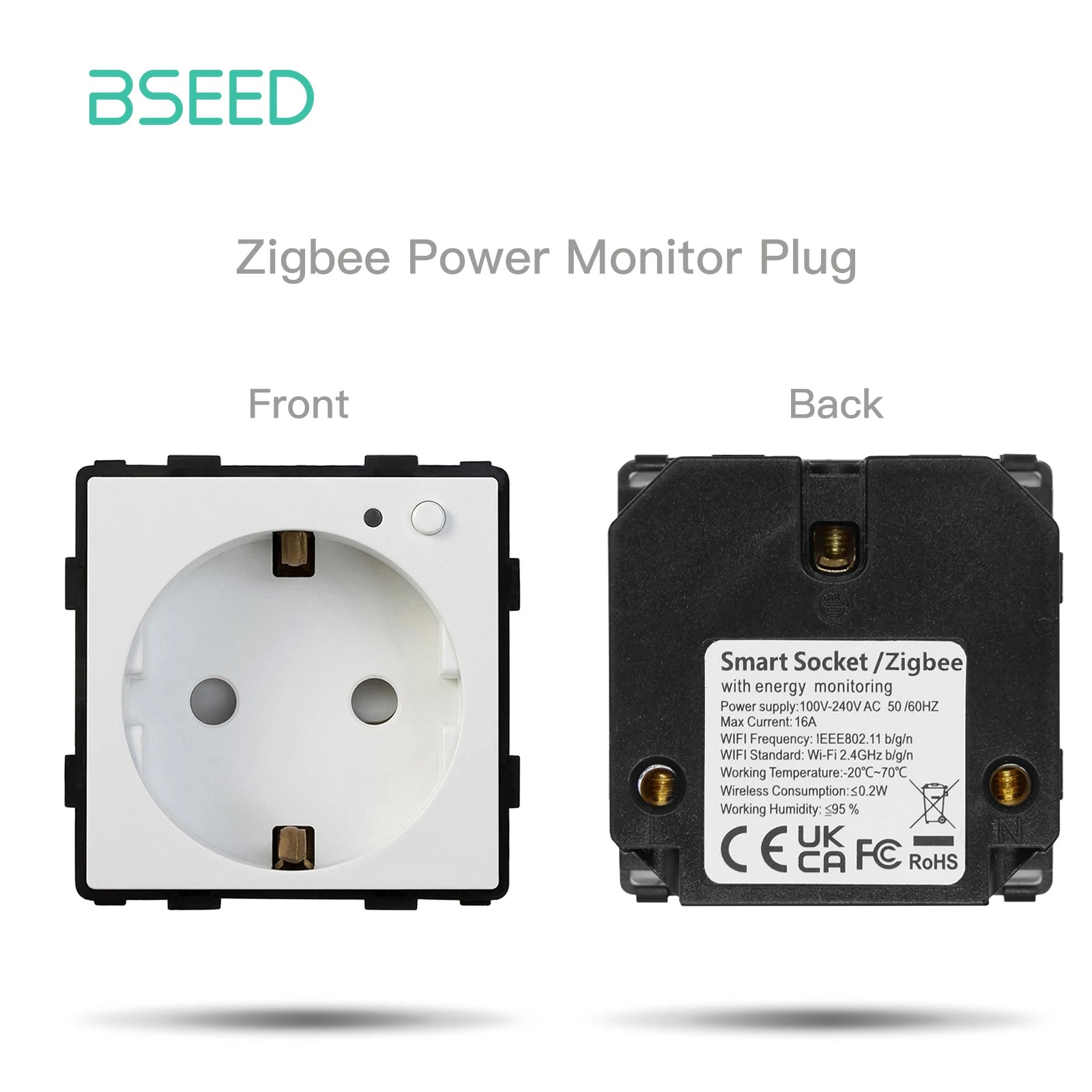 BSEED 1/2/3Gang Smart Zigbee Switches Function Part Touch Glass Front Panel EU Wall Socket Smart Plug DIY Parts Free Combination