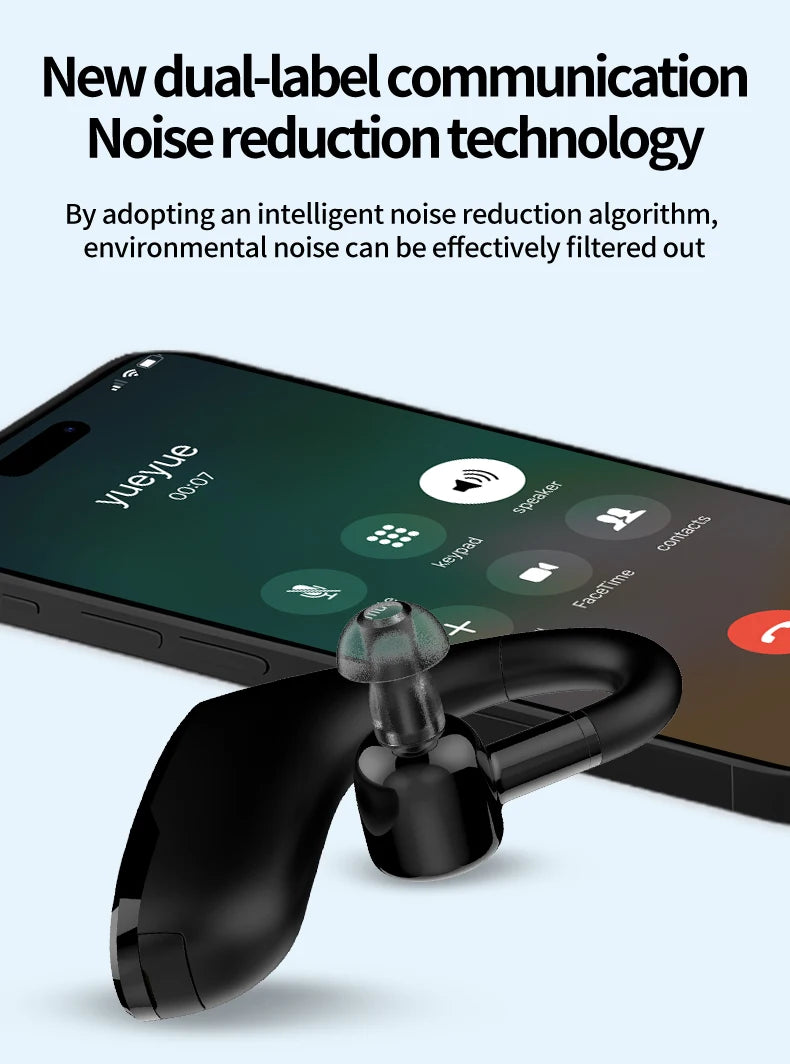 New Compact Lightweight Single Rechargeable Headphones Noise Cancelling Feature Ear-hook Earbuds Suitable For The Elderly