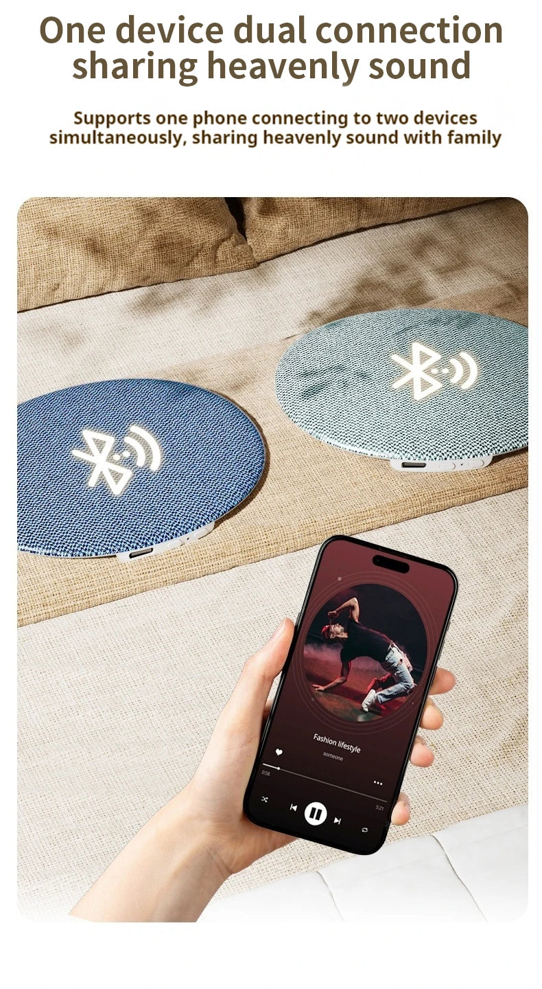 Bluetooth 6.0 Pillow Speaker for Sleeping, Ultra-Thin Under Pillow Sound Machine with White Noise HiFi Stereo Audio