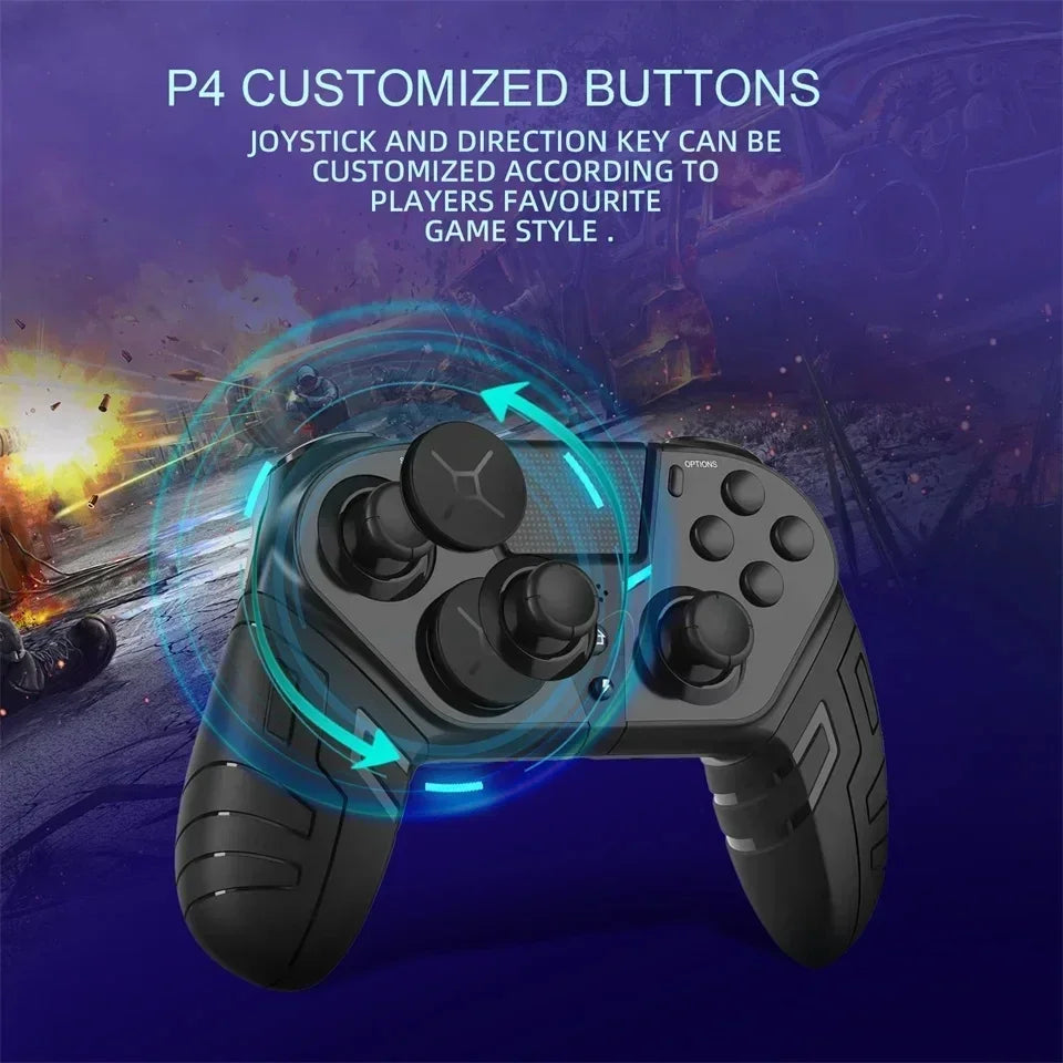 GAMINJA Wireless Controller Dual Vibration Bluetooth Gamepad With Programmable Turbo Function For PS4 Console PC Joystick