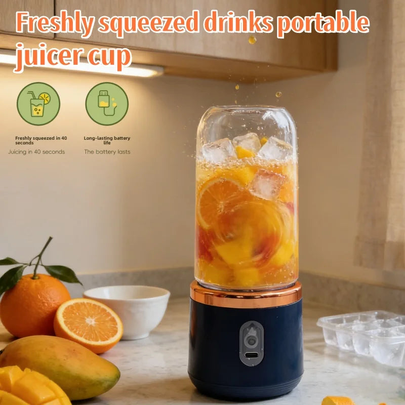Portable Electric Blender 6 Blades Juice Smoothie Maker Ice Crusher Food Processor Personal for Fresh Drinks Juicer Machine