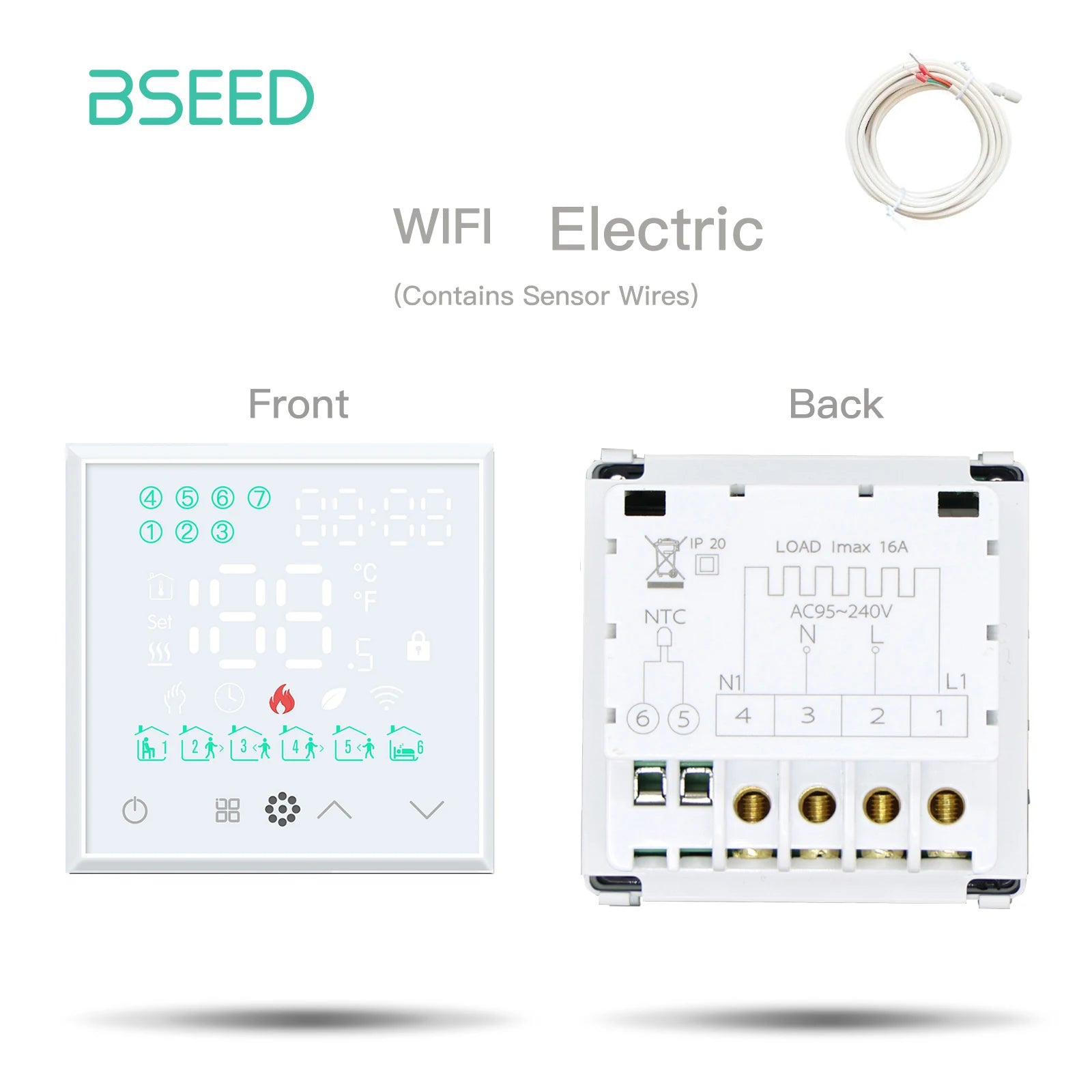 BSEED Wifi Smart Thermostats Electric Boiler Water Floor Heating Central Controller Glass Panel Socket Switch DIY Accessory Part