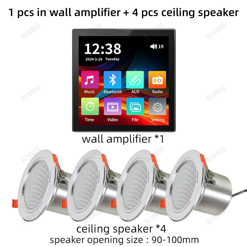 Audio power Amplifiers bluetooths touch screen Background music controller AUX FM Radio home theater systems sound control panel