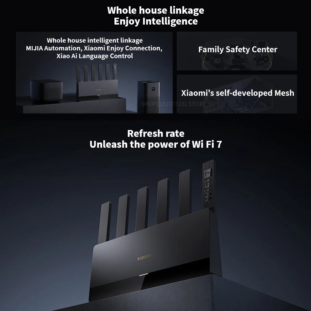 Xiaomi Router BE6500 Quad Nucleus WiFi7 6500Mbps 2.5G Ethernet Port Dual Frequency 2.4/5GHz 6 Independent Signal Amplifiers Mesh