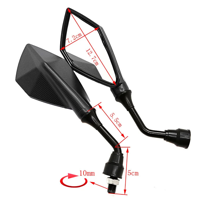 Motorcycle Mirrors Red M10 ABS Motorcycle Rearview Mirrors Scooter E-Bike ATV Dirt Bike Rear View Mirrors HD Side Mirror