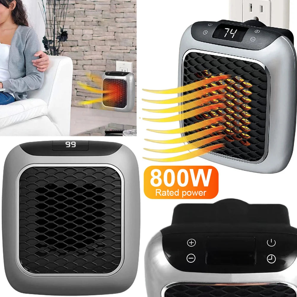 800W Wall Mount Electric Heater PTC Ceramic Digital Heaters Portable Fast Heating Warmer For Indoor Bedroom Bathroom Living Room