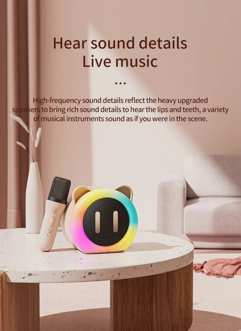 PARAMITA Bluetooth Speaker Portable Home Cute Karaoke Mini Wireless Audio with Microphone Home Karaoke Singing Machine Kids Gift