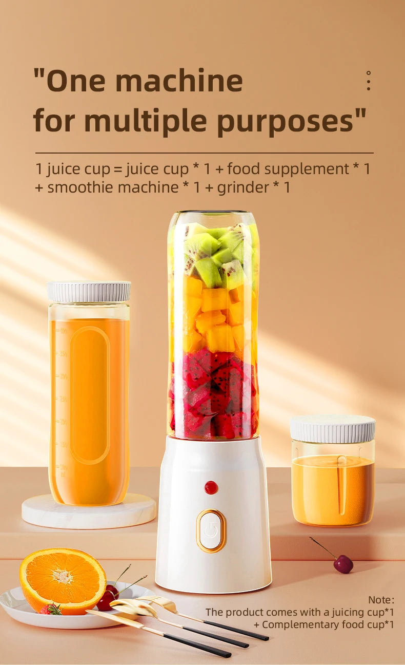 500ML Portable Electric Blender 40W USB Rechargeable Cordless Juicer High Powerful Juicer Cup For Smoothie Milkshake Juice Food