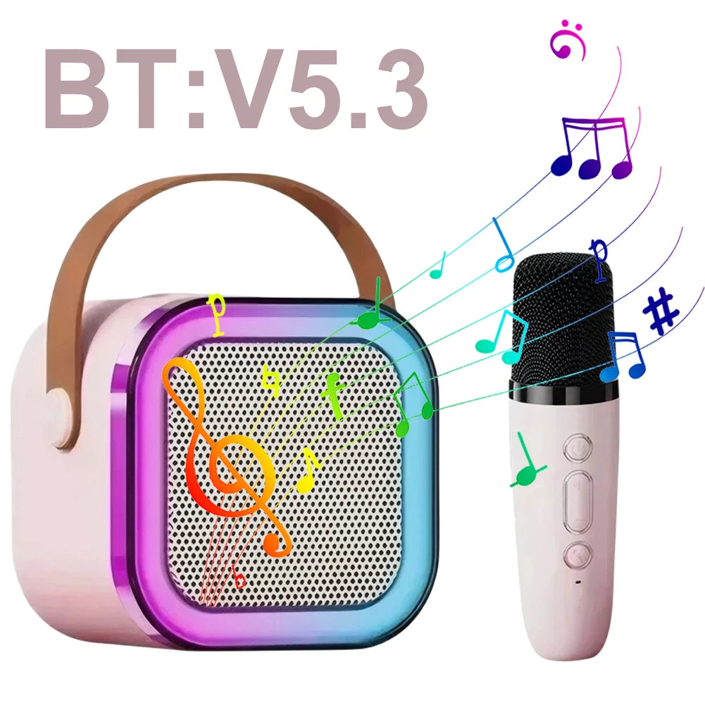Hot K12 Bluetooth Speaker Portable Home Cute Karaoke Mini Wireless Audio with 1/2 Microphone K Song Family Singing Machine