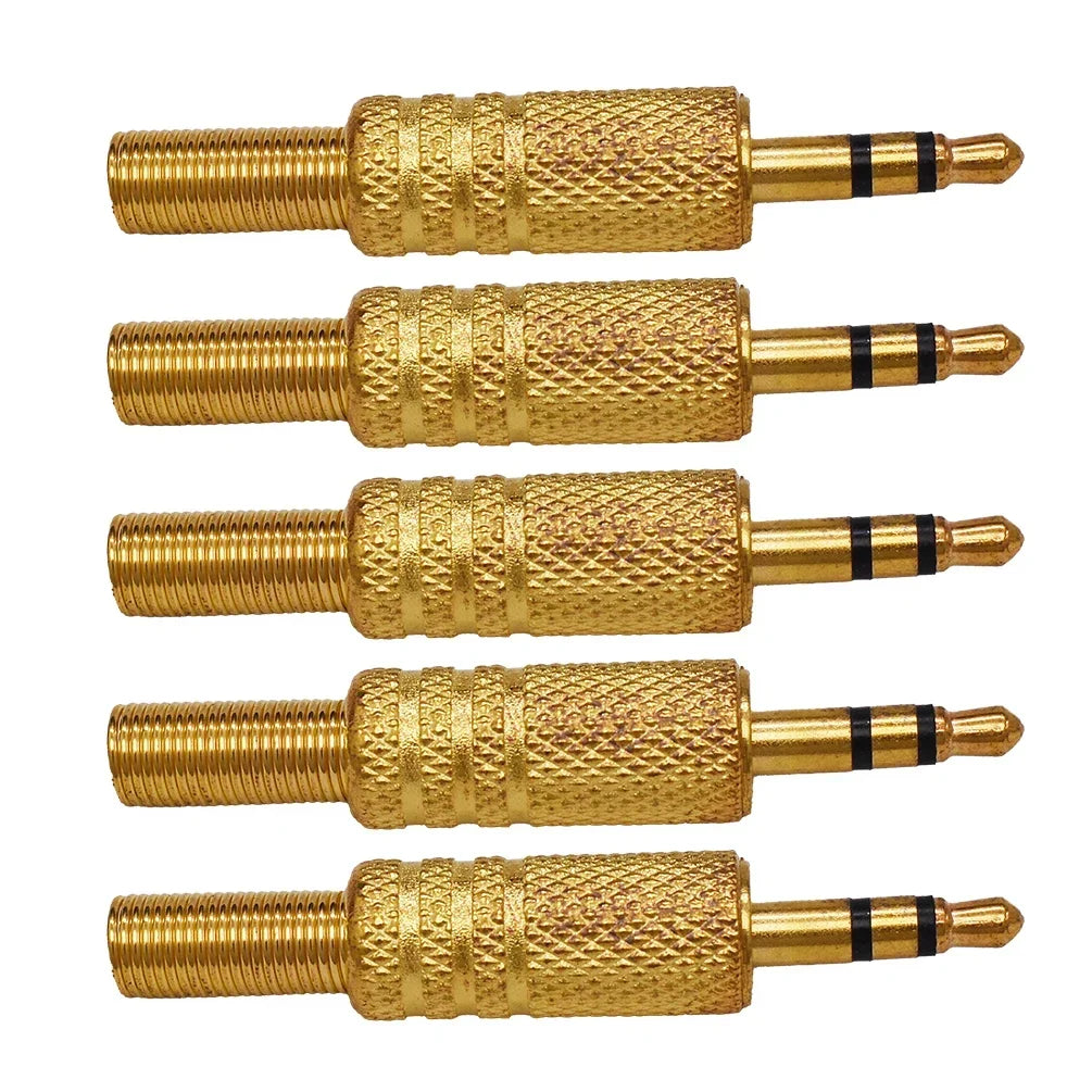 5PCS Audio Adapter Set: 6.35mm to RCA/3.5mm Gold-Plated Plugs, Metal Housing, Screw-Lock, Hi-Fi Sound for Mic/Amp/Speaker