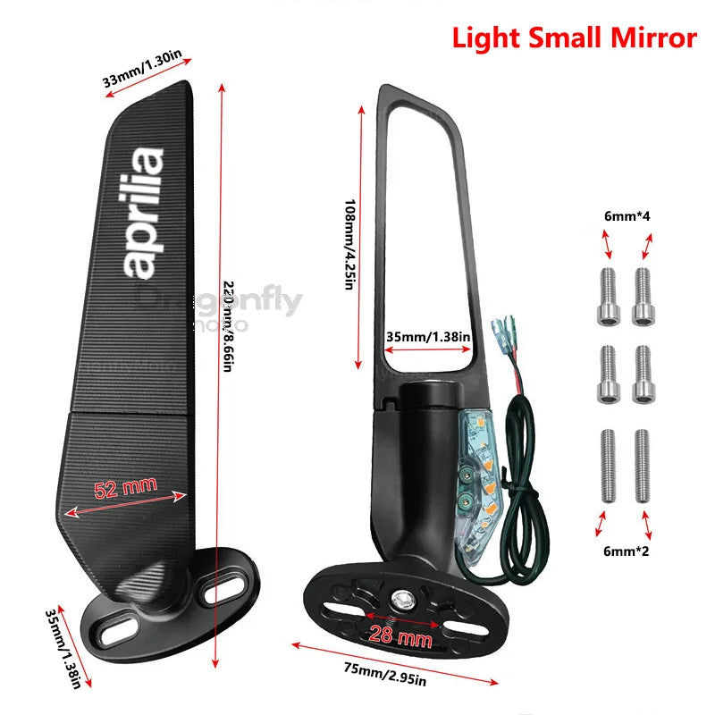Motorcycle Wing Mirrors For Aprilia GPR250R APR250 rs660 RS125 RS250 Adjustable Rotating Rearview Side Mirror WITH LOGO