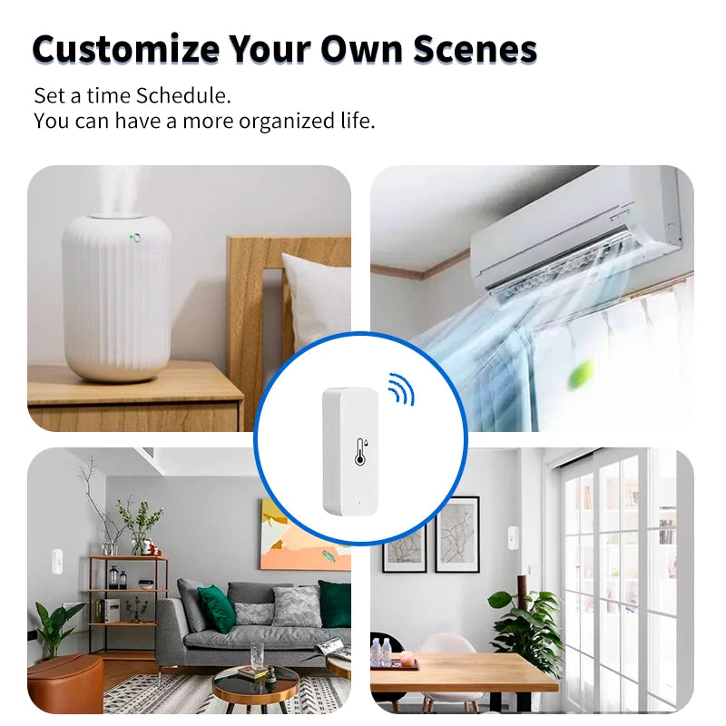 Smart Indoor Temperature Humidity Sensor Zigbee3.0 Z2M Z2MQTT APP Remote Control  with Alexa Google Home Assistant