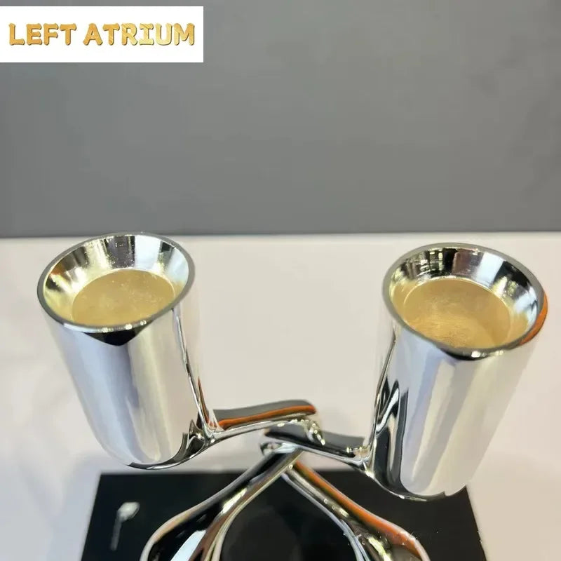 Luxury Metal Double Headed Candle Holder, Room Decoration Ornament, Dining Table Center Candle Holder, Living Room Decoration
