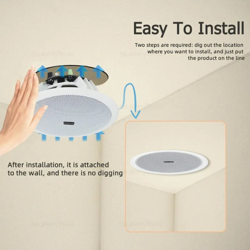 Home and Commercial Caixa De Som Bluetooth Speaker Active and Wired Ceiling Speaker Background Music Stereo for Home Theater 10W