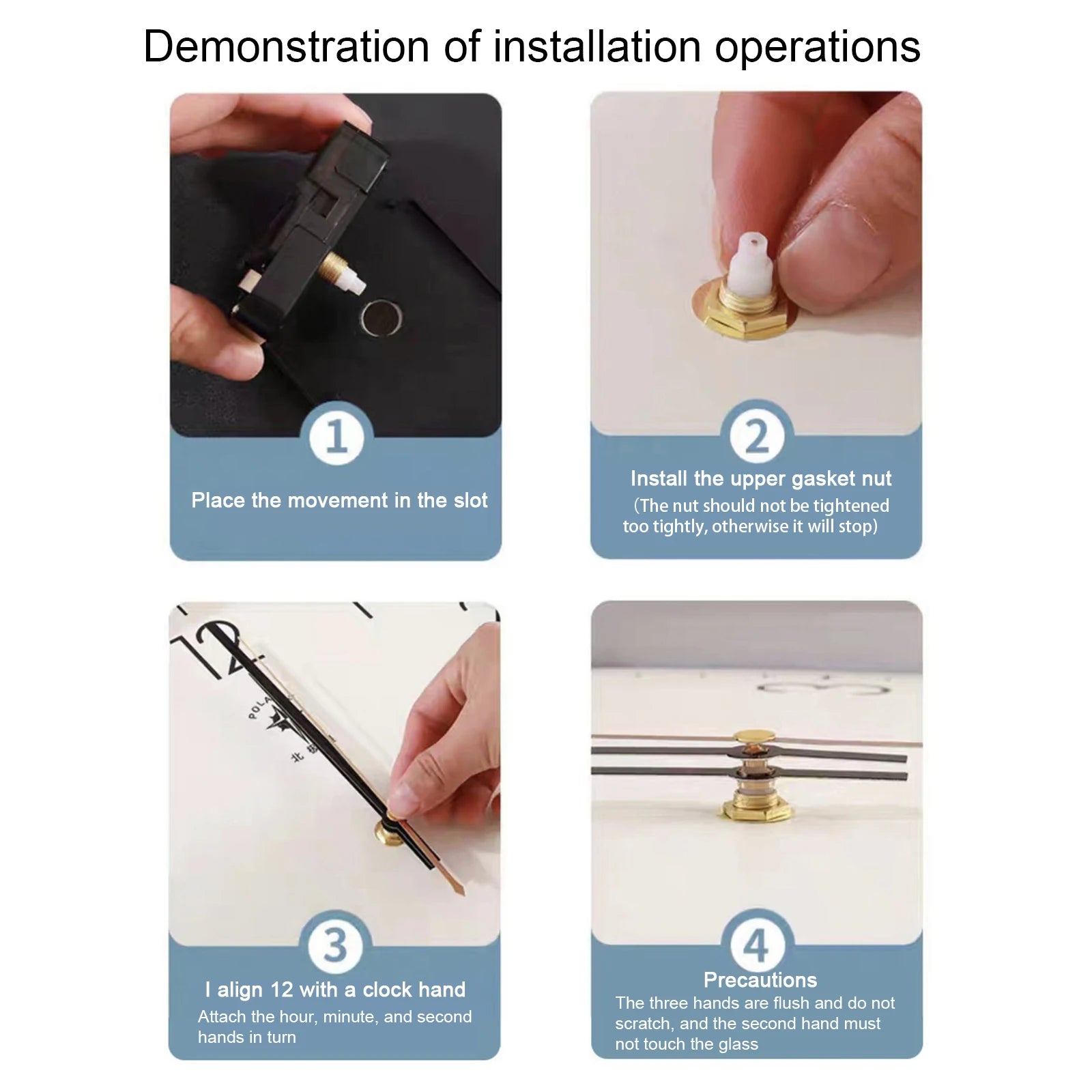 Quartz Battery Operated Silent Wall Clock Movement Mechanisms for DIY / Repair, Clock Parts Replacement