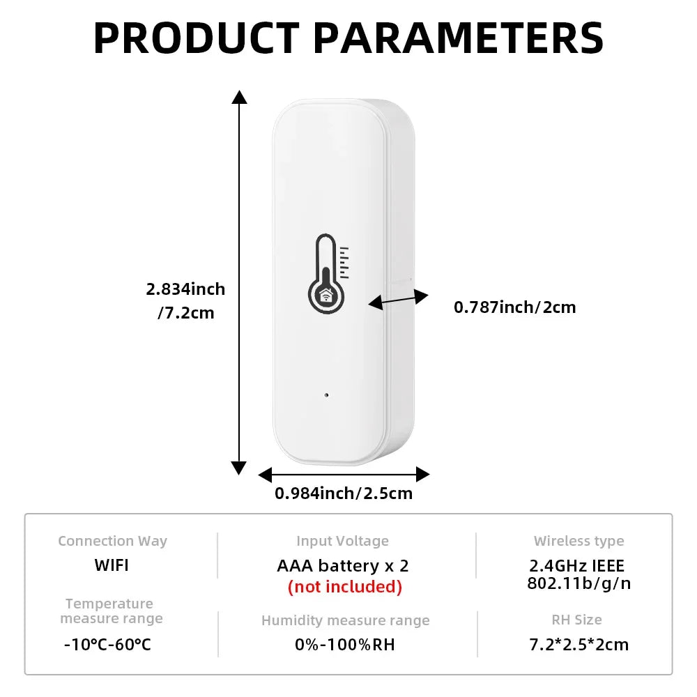 Tuya WiFi Temperature Humidity Sensor Smart Life Remote Monitor For Smart Home Work with Alexa Google Assistant