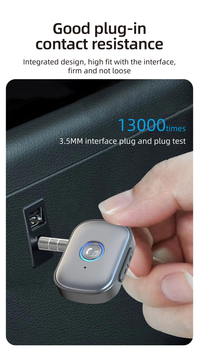 Bluetooth 5.3 Audio Receiver AUX 3.5mm Jack Stereo Wireless Audio Adapter with Microphone for Car Earphones TV Speakers