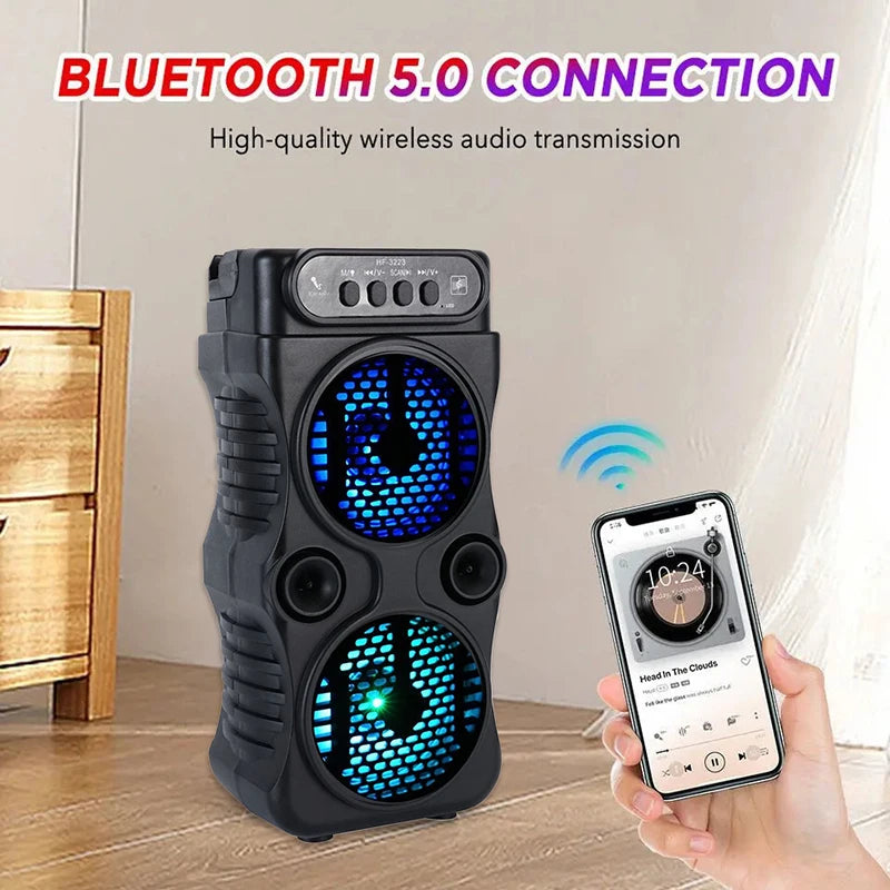 Versatile Outdoor Wireless Speaker; Dual 3 Inches Stereo with Bass Subwoofer, USB Power for Home Parties