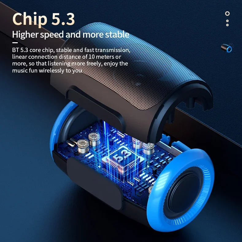 Portable Bluetooth Speaker Outdoor Waterproof Wireless TWS Radio Column Box Speaker Support TF card Stereo 3D Hi-Fi Music Player