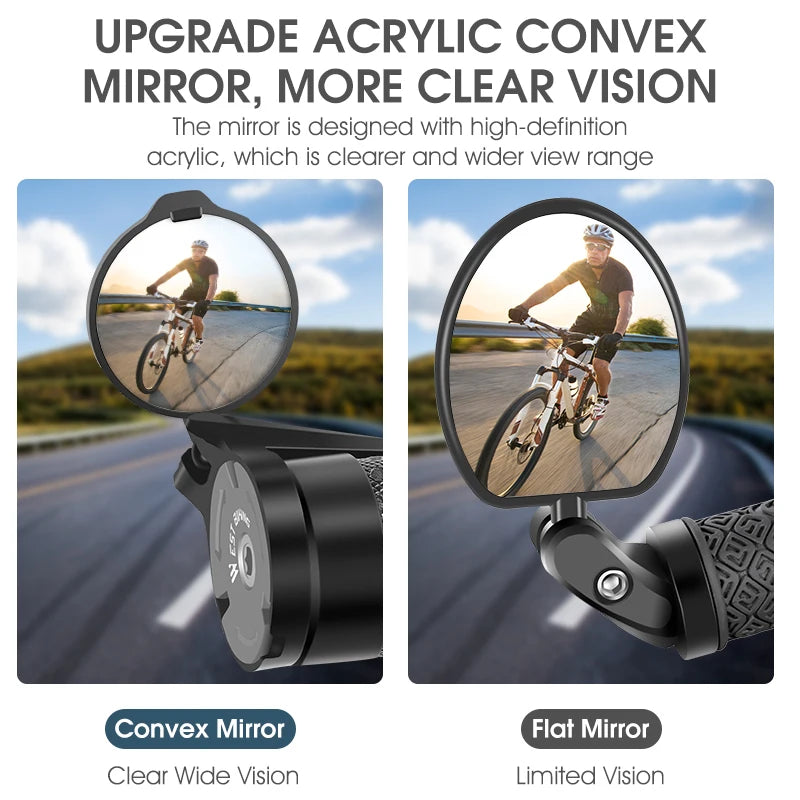 Bicycle Rearview Mirror Bike Handlebar End Mirror HD Mirrors 360° Rotate Convex MTB Road Bike Handlebar Mirrors Bike Accessories
