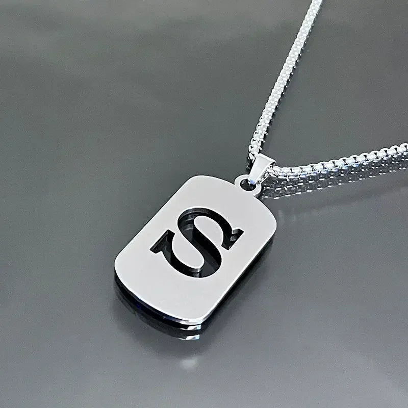 Fashion Punk A-Z Initial Tag Letter Stainless Steel Pendant Necklaces for Men Women Wholesale Jewelry Lot Collar Jewelry Goth