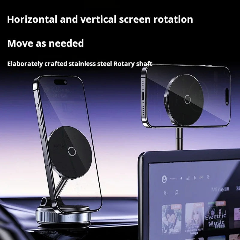15W Magnetic Wireless Car Charger Mount 360° Rotatable, Zinc Alloy & Vacuum Suction Phone Holder for Car Mount Charger