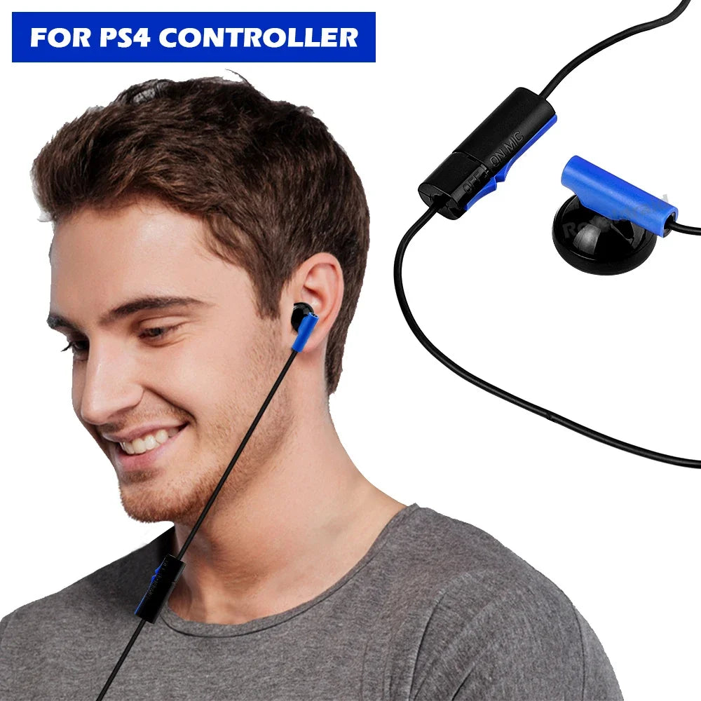 1PCS Game Headset With Microphone Mono Chat Earbud Headset for PS4 Controller Earphone Gaming Headphone Black Blue