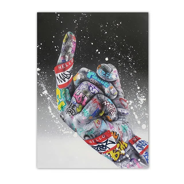 Graffiti Wall Art Home Decoration Painting Street Hand Gestures Love Kiss Modern Poster Print Pictures Abstract Pop Room Mural