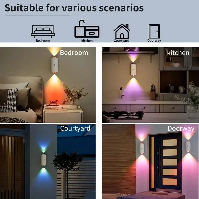 4PCS Smart LED Night Light with Motion Sensor USB Rechargeable RGB Gradient Ambient Lamp for Bedroom Desk Closet Decor Wall Lamp