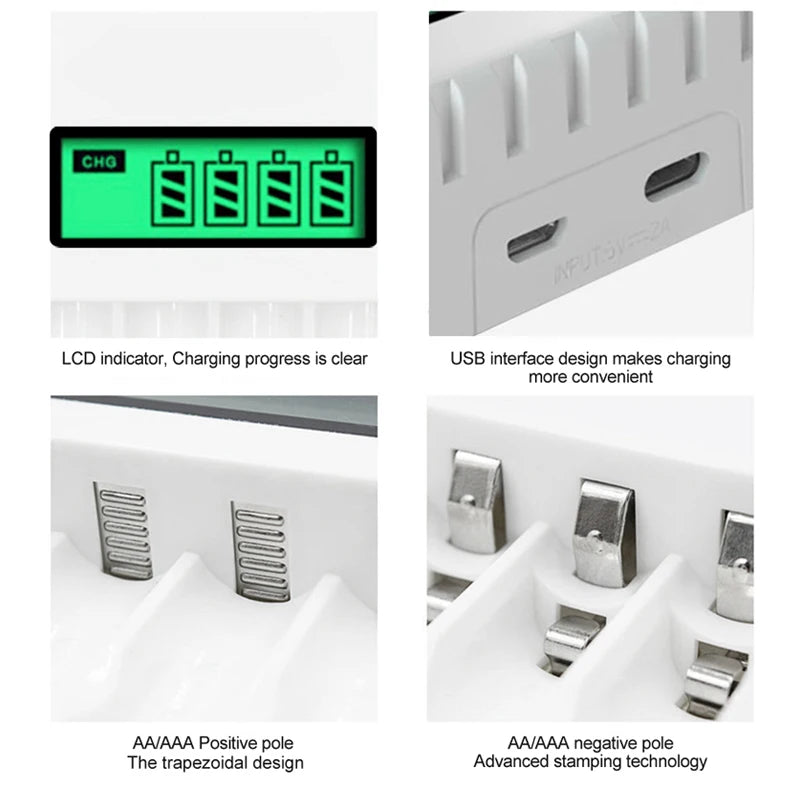 LCD Display Smart Intelligent Battery Charger With 4 Slots  For AA/AAA NiCd NiMh Rechargeable Batteries aa aaa Charger