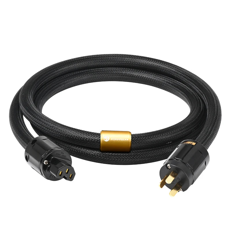 ATAUDIO HiFi EU Power Audio Cable High Quality 6N OFC Double Shielded with Gold-plated Plug AC Power Kabel for Speaker Amplifier