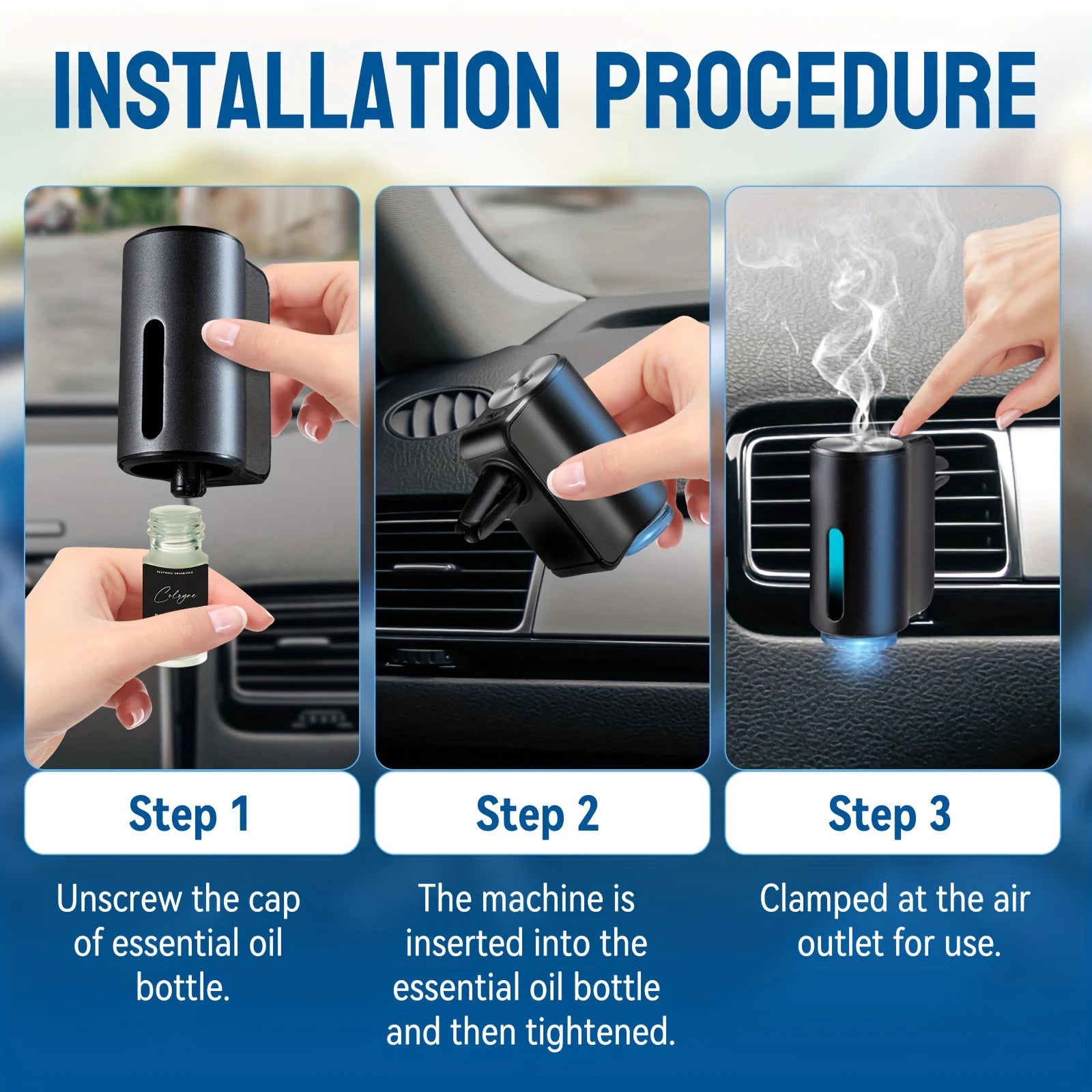 Car Diffuser Purifier Essential Fragrance Aroma AI Air Aromatherapy Humidifier Freshener Perfume Oil Mounted Ionizer Generator