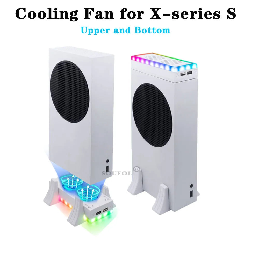 Cooling Vertical Stand 3 Gear Cooler Fan Base with Atmosphere Colorful LED Light Heat Dissipation Dock for Xbox Series S Console