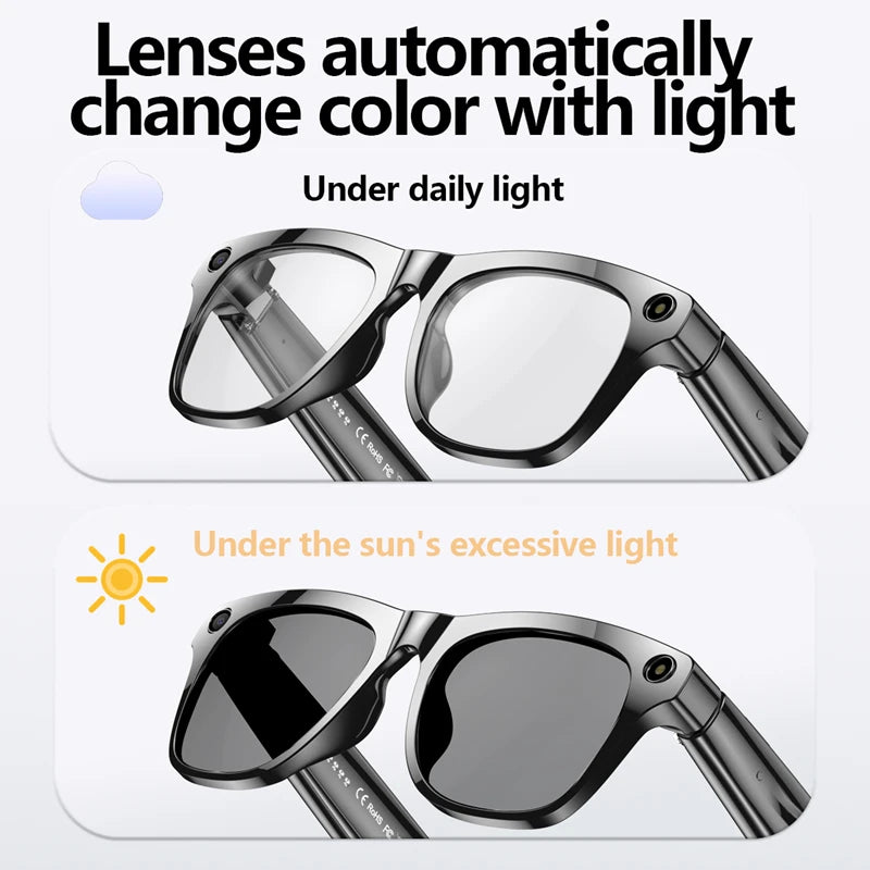 2026 4K HD Color Changing AI Smart Glasses Chat GPT 100MP Camera Bluetooth Call Voice Assistant  Control Smart Glasses 2026 New