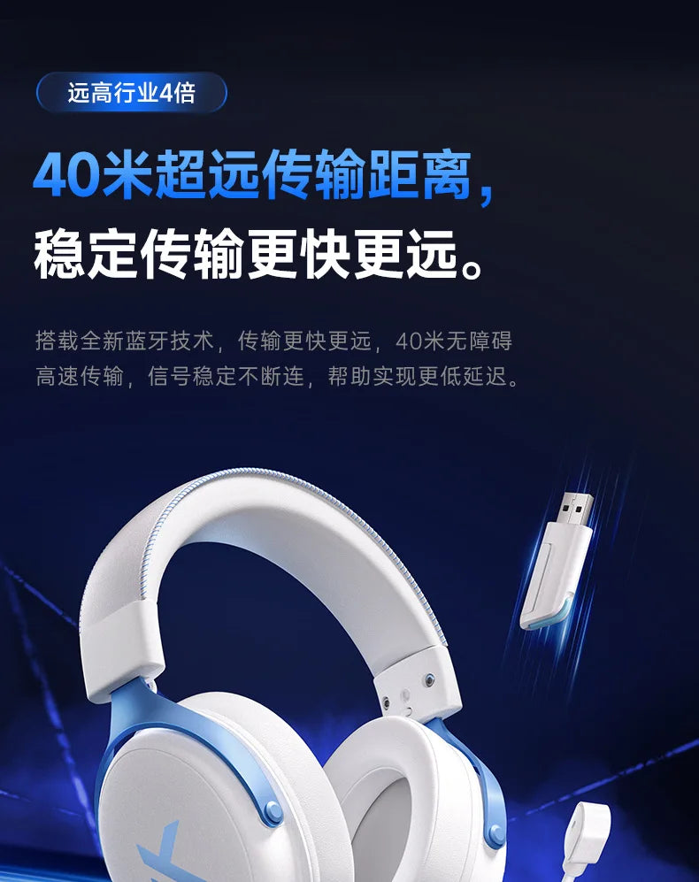 Newly Upgraded MCHOSE V9 Pro Over-Ear Gaming Headset with Four-Mode Connectivity Long Battery Life for Gaming and Entertainment