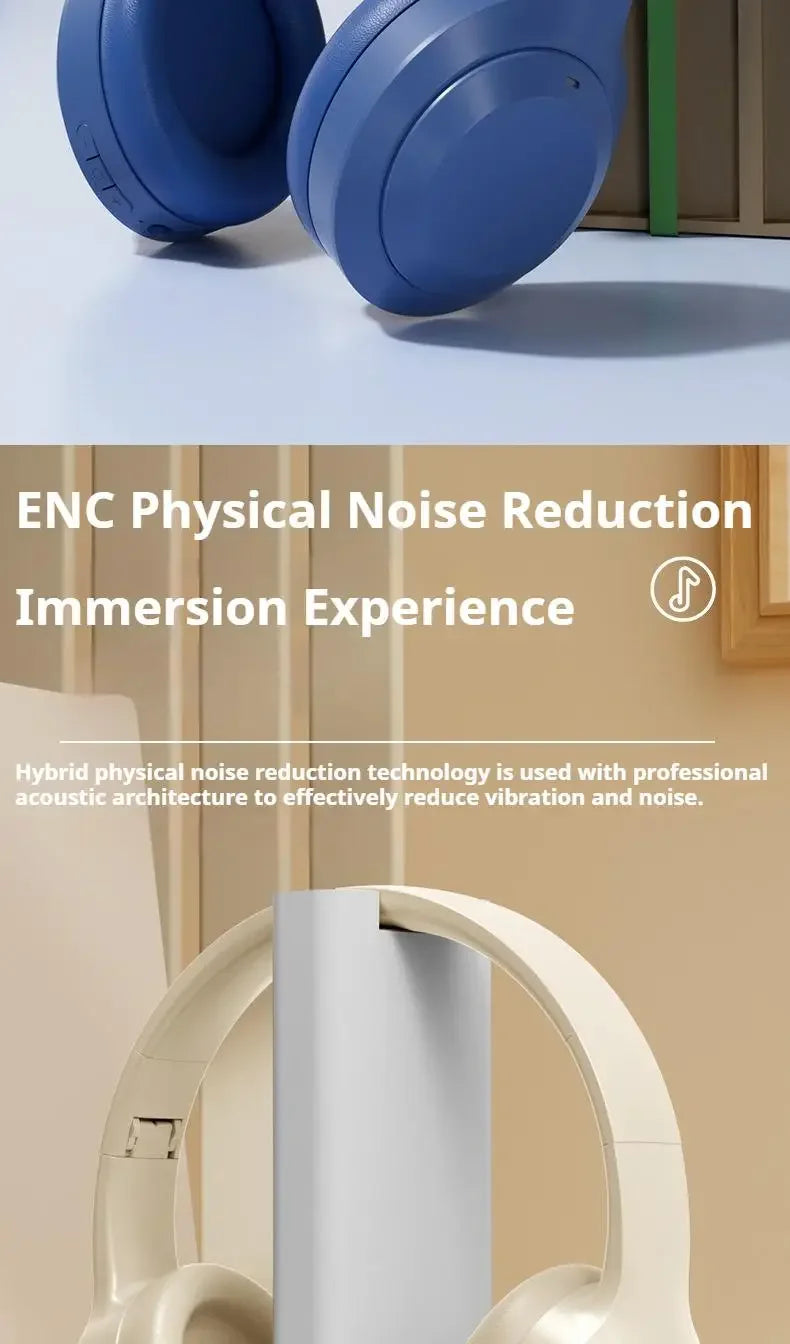 Wireless Headphones Bluetooth 5.1 Over Ear HIFI Stereo Headsets True Active Noise Cancelling Tf Card Support Type-c HD Mic Gifts