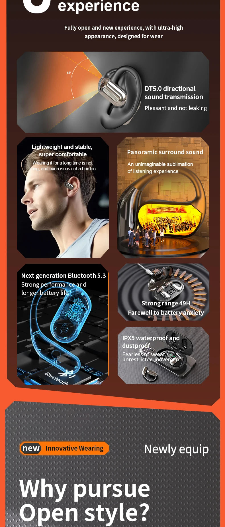 Q16 Ai Translator Earbuds Real-Time 144 Languages & Accents, Ows 3-in-1 Open Ear Wireless Bluetooth Earbuds with Charging Case