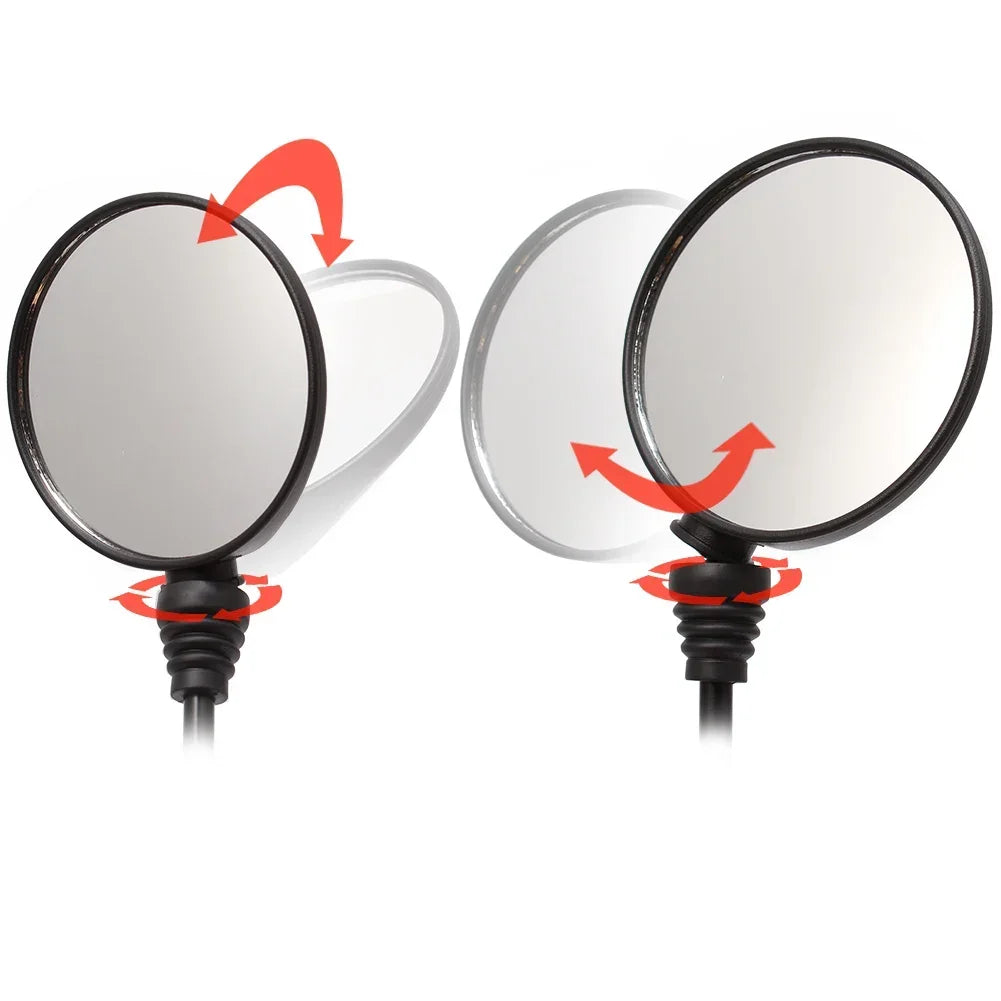 Universal 10mm Black Motorcycle Side Mirror, Anti-fall Folding Round Rearview Mirror