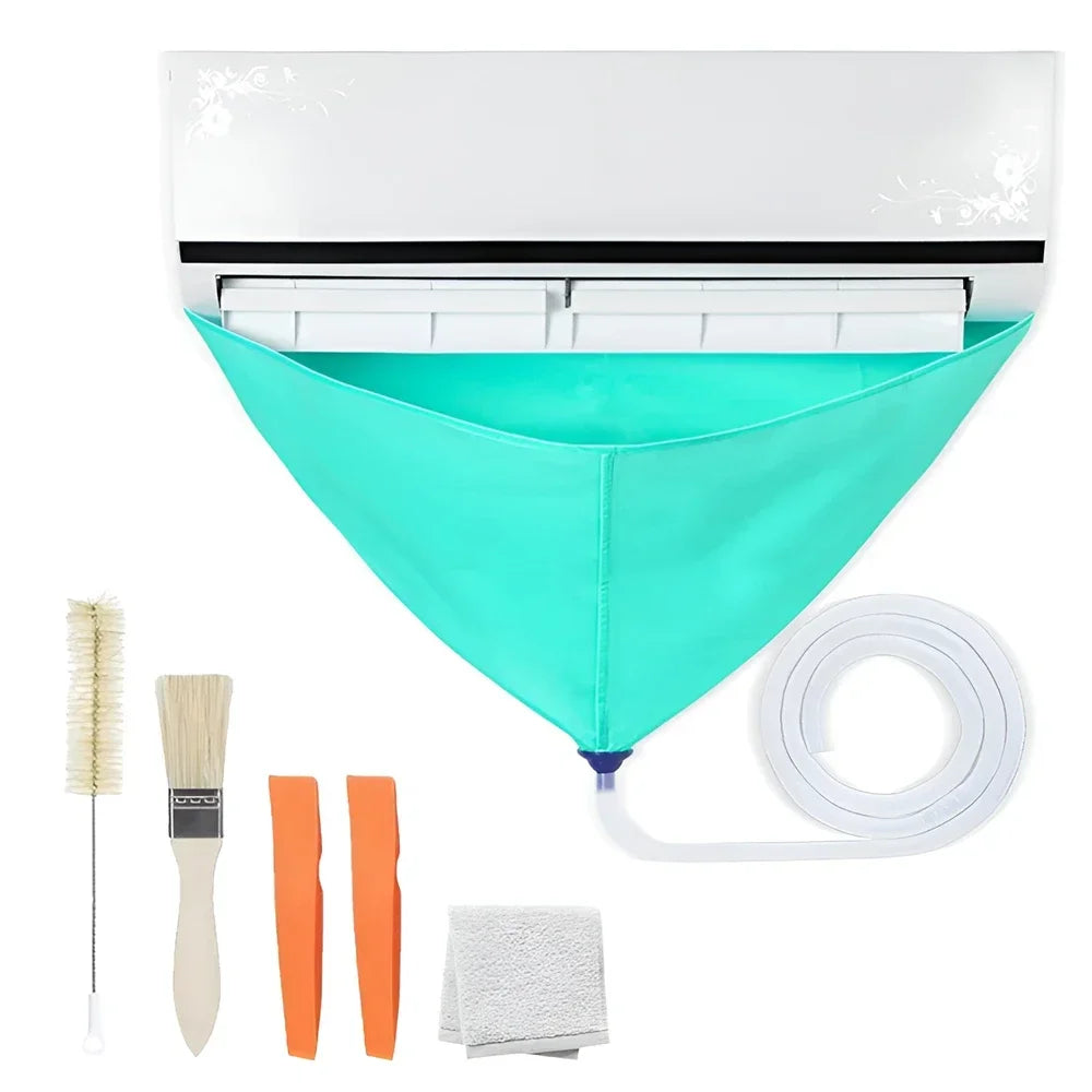 Air Conditioning Cleaning Kit Leak-proof Cover Full Set of Air Conditioner Cleaner with Water Pipe Disassembly-free Clean Tools