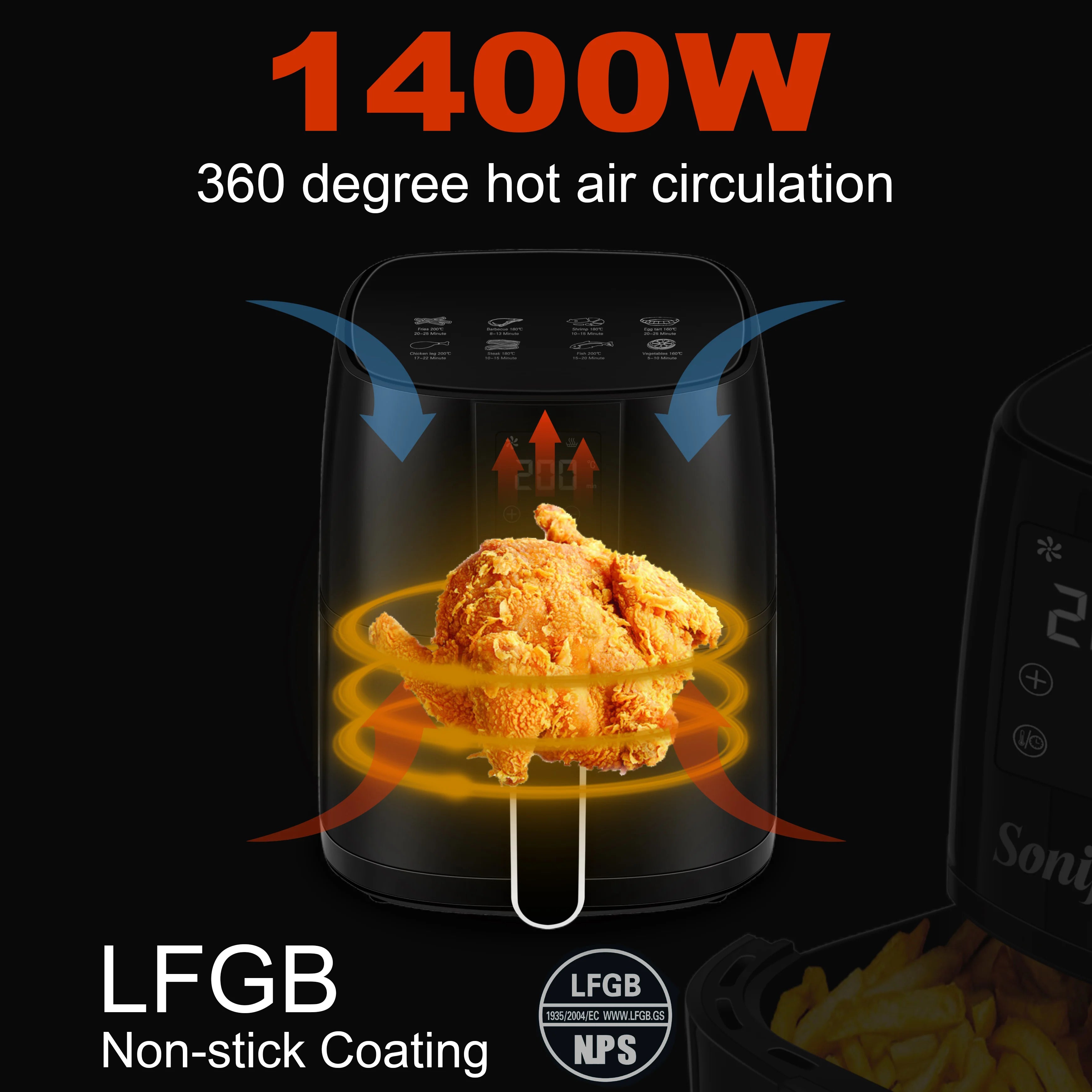 Household New Design Multi-Function Air Fryer Hot Sales Oven Air Cooking Big Capacity Air Fryer