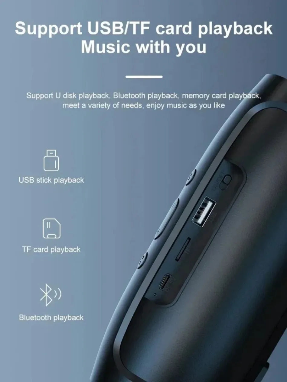 ViVO Portable Subwoofer Bluetooth Speakers Stereo Surround Waterproof Loudspeaker Wireless Sound Box Support FM Radio TF Card