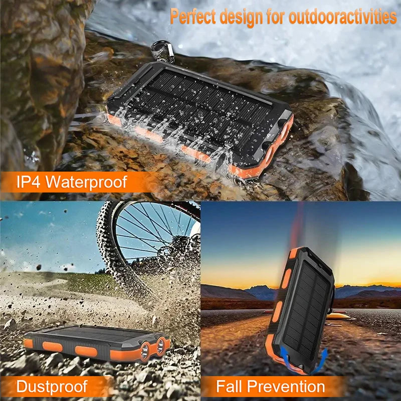 New Solar Power Bank 80000mAh Portable Charging Poverbank External Battery Charger Strong Light LDE Light For All Smartphones