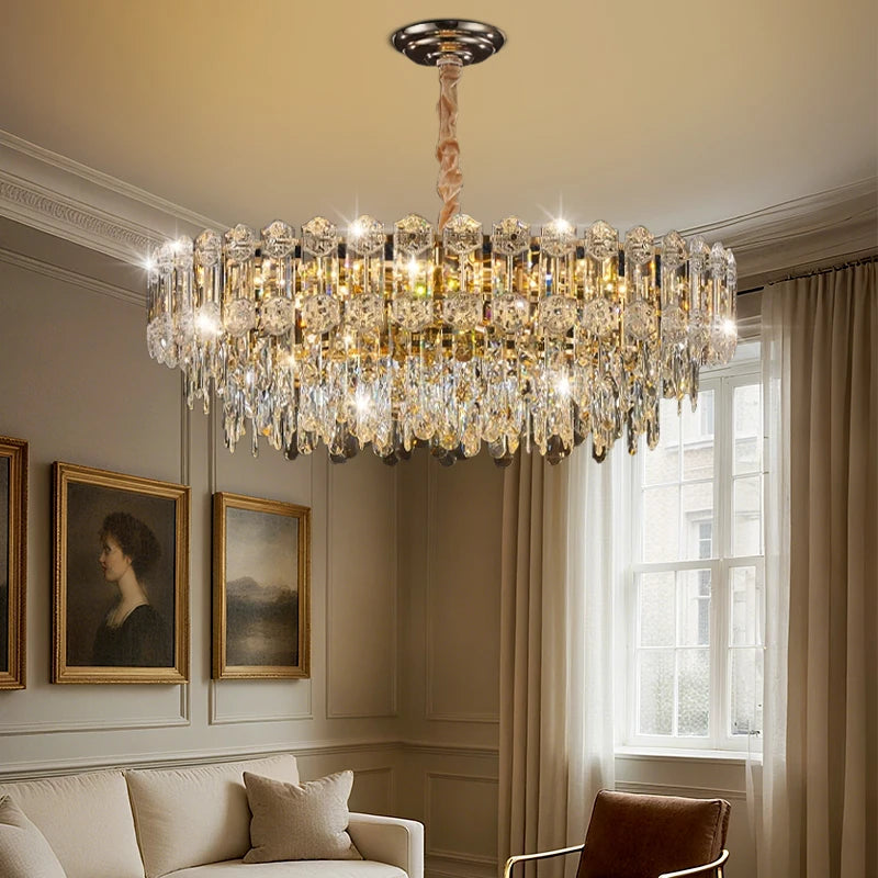 Modern Living Room High Ceiling Chandelier Crystal LED Chandelier Designer Nordic Dining Room Lamp Lighting