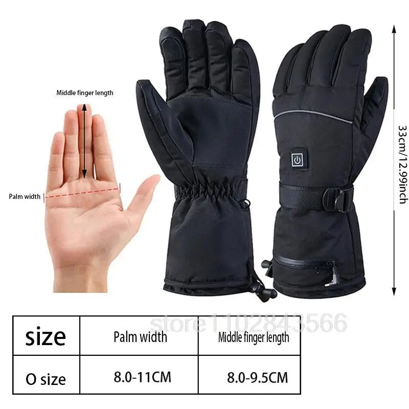 Winter Heated Gloves With Battery Box Heating Hand Warmer Thermal Gloves Waterproof Snowboard Cycling Motorcycle Bicycle Ski