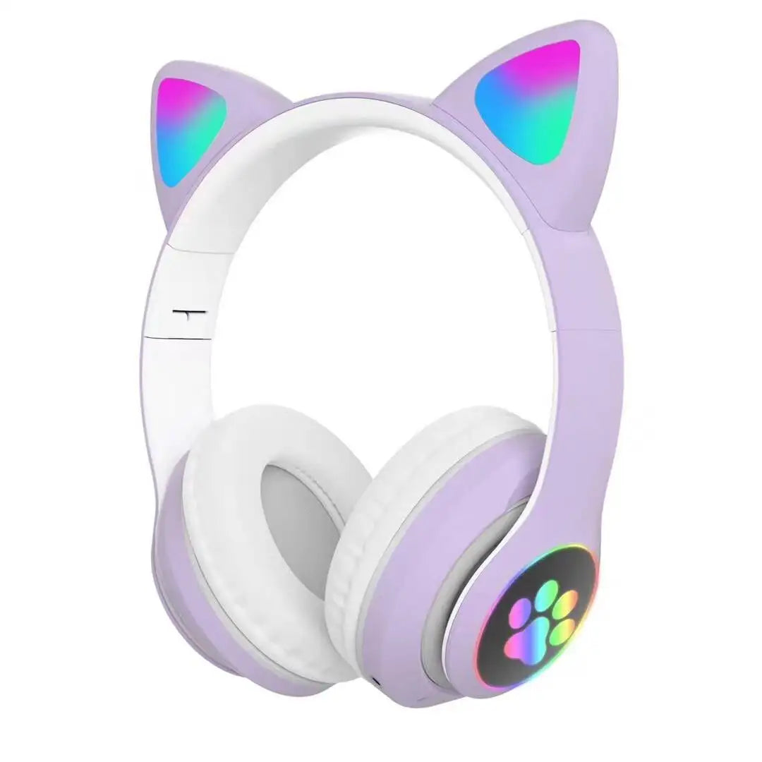 Wireless Headphones Cat Ears Bluetooth Earphones Stereo Music Earbuds Bluetooth Sports Gaming Headset with Mic for Phones