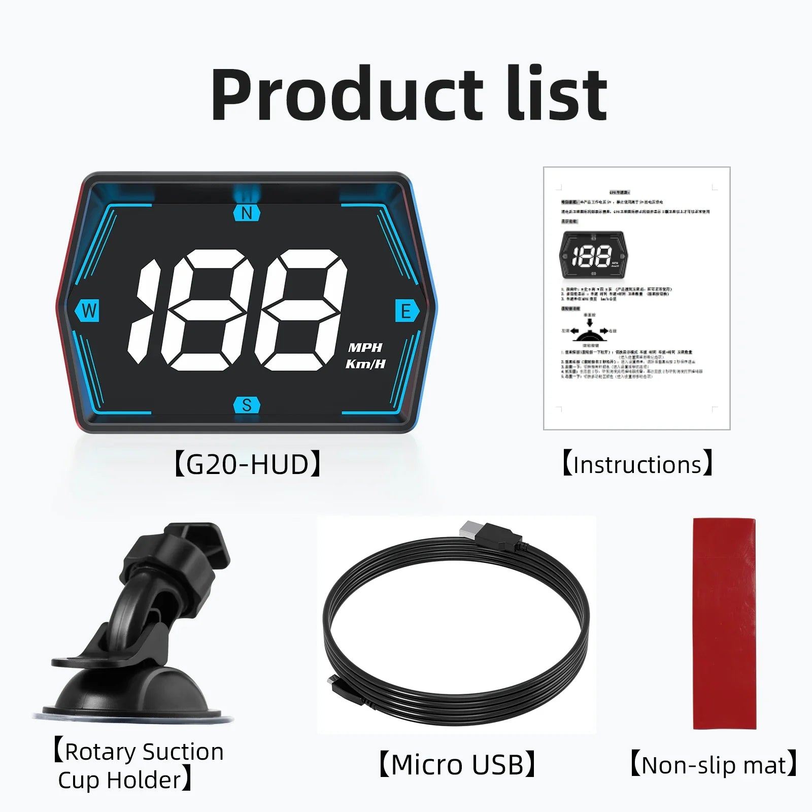 G20 Car Head Up Display GPS HUD Smart Meter Auto GPS Security Overspeed Alarm Speed Compass Electronic Accessories Hud Display