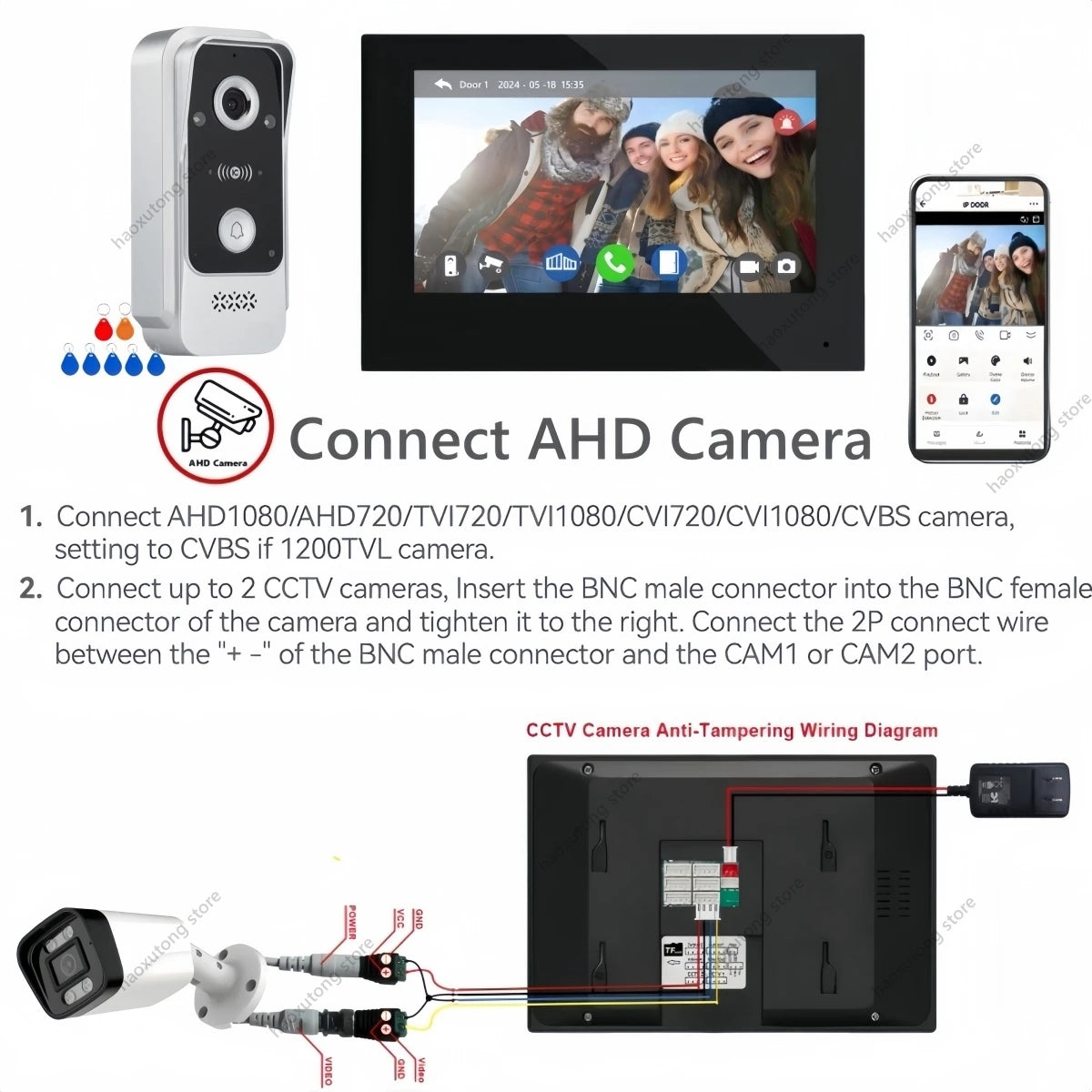 7 Inch Tuya Smart Wired Home Videophone Intercom System Dual Lock Unlocking FHD 1080P Wireless Video Doorphone Intercom Doorbell